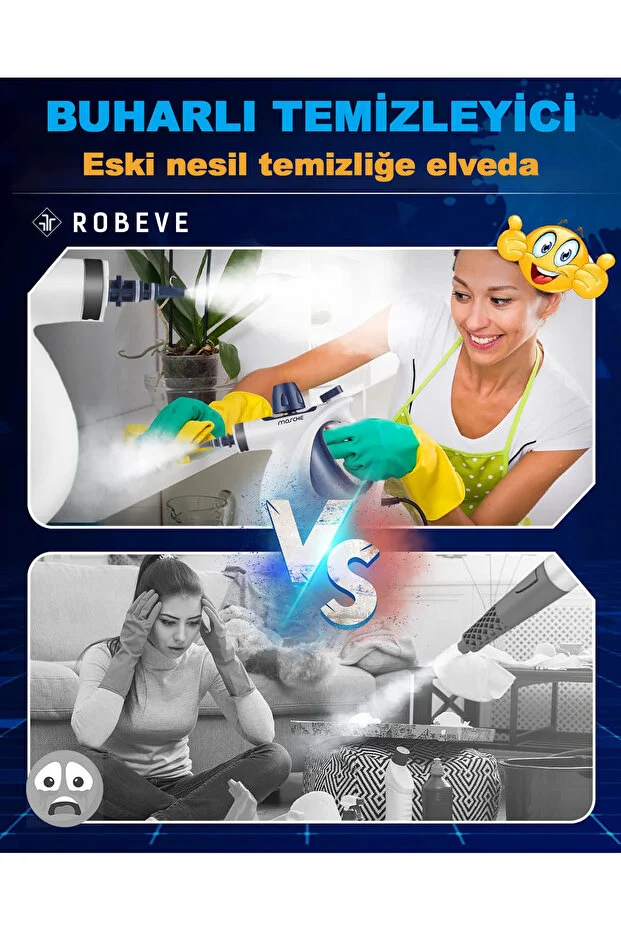 Buharlı Temizleyici Çok Amaçlı 12 Aparatlı Ev Zemin Derz Ahşap Araba Fayans Temizleyici